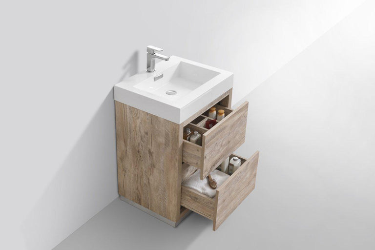 KubeBath Bliss 30 in. Free Standing Modern Bathroom Vanity - Nature Wood, FMB30-NW