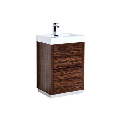 KubeBath Bliss 30 in. Free Standing Modern Bathroom Vanity - Walnut, FMB30-WNT