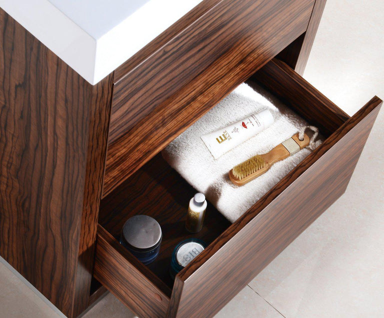 KubeBath Bliss 30 in. Free Standing Modern Bathroom Vanity - Walnut, FMB30-WNT