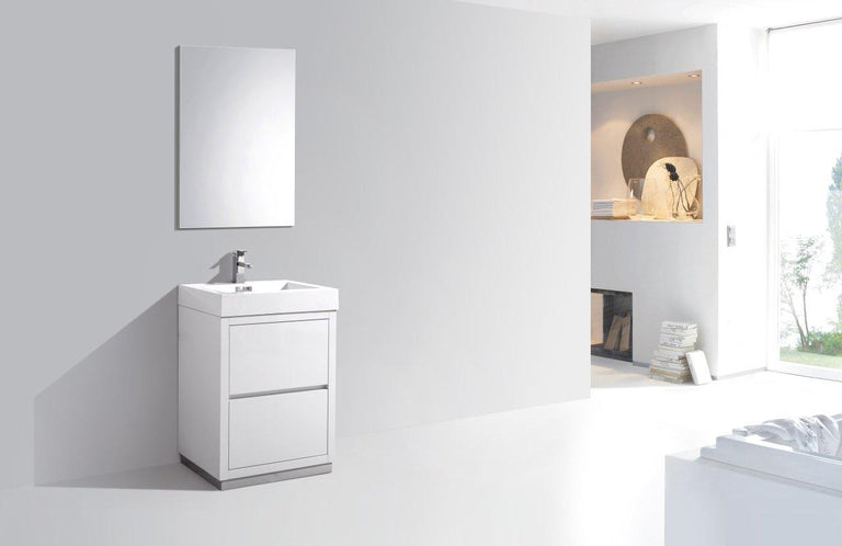 KubeBath Bliss 24 in. Free Standing Modern Bathroom Vanity - High Gloss White, FMB24-GW