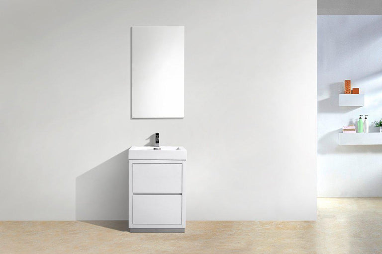 KubeBath Bliss 30 in. Free Standing Modern Bathroom Vanity - High Gloss White, FMB30-GW
