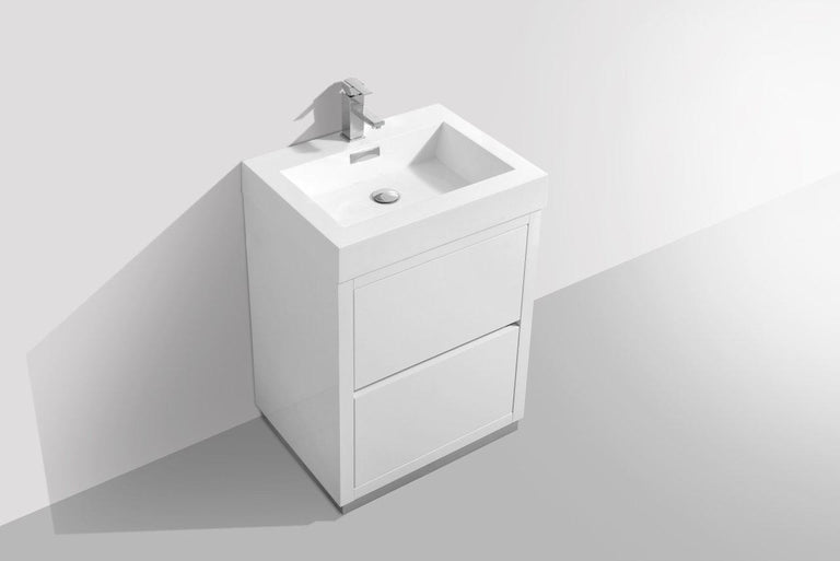 KubeBath Bliss 24 in. Free Standing Modern Bathroom Vanity - High Gloss White, FMB24-GW