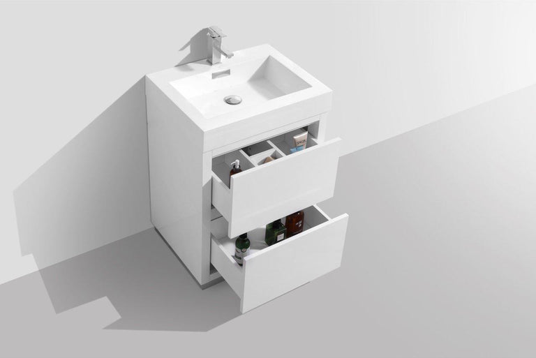 KubeBath Bliss 30 in. Free Standing Modern Bathroom Vanity - High Gloss White, FMB30-GW