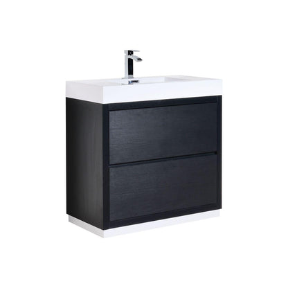 KubeBath Bliss 36 in. Free Standing Modern Bathroom Vanity - Black, FMB36-BK