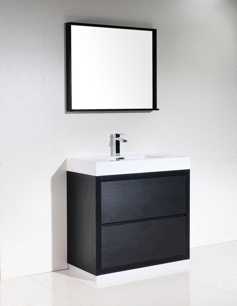 KubeBath Bliss 36 in. Free Standing Modern Bathroom Vanity - Black, FMB36-BK