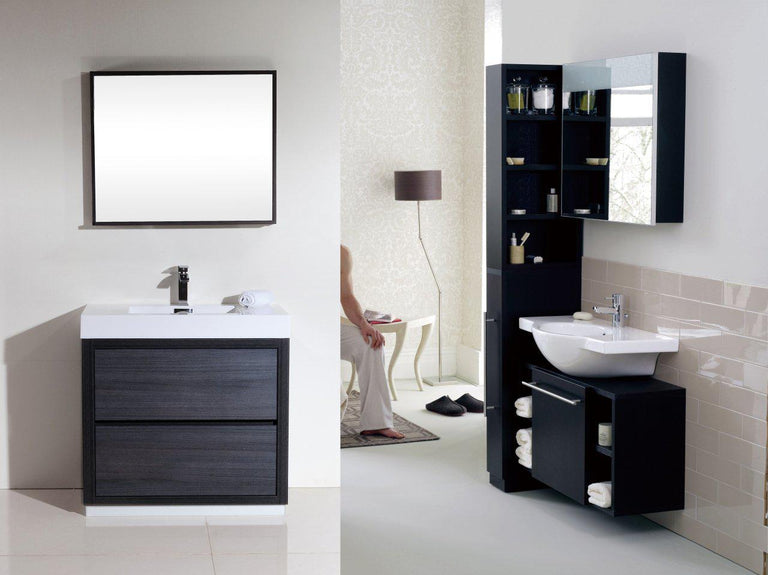 KubeBath Bliss 36 in. Free Standing Modern Bathroom Vanity - Gray Oak, FMB36-GO
