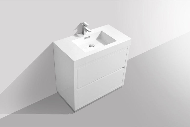 KubeBath Bliss 36 in. Free Standing Modern Bathroom Vanity - High Gloss White, FMB36-GW