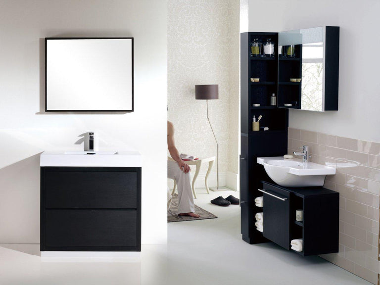 KubeBath Bliss 40 in. Free Standing Modern Bathroom Vanity - Black, FMB40-BK