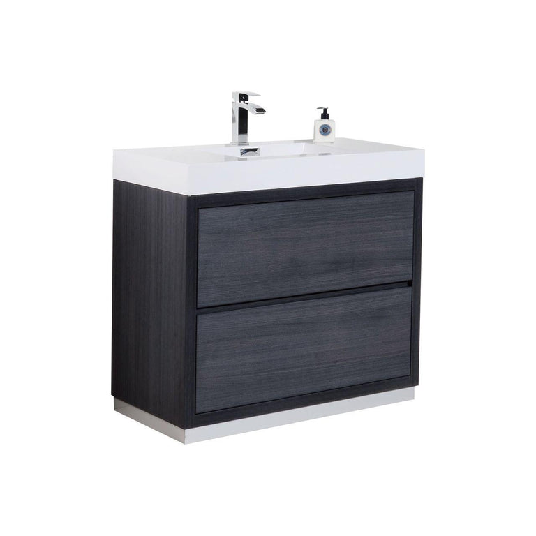 KubeBath Bliss 40 in. Free Standing Modern Bathroom Vanity - Gray Oak, FMB40-GO