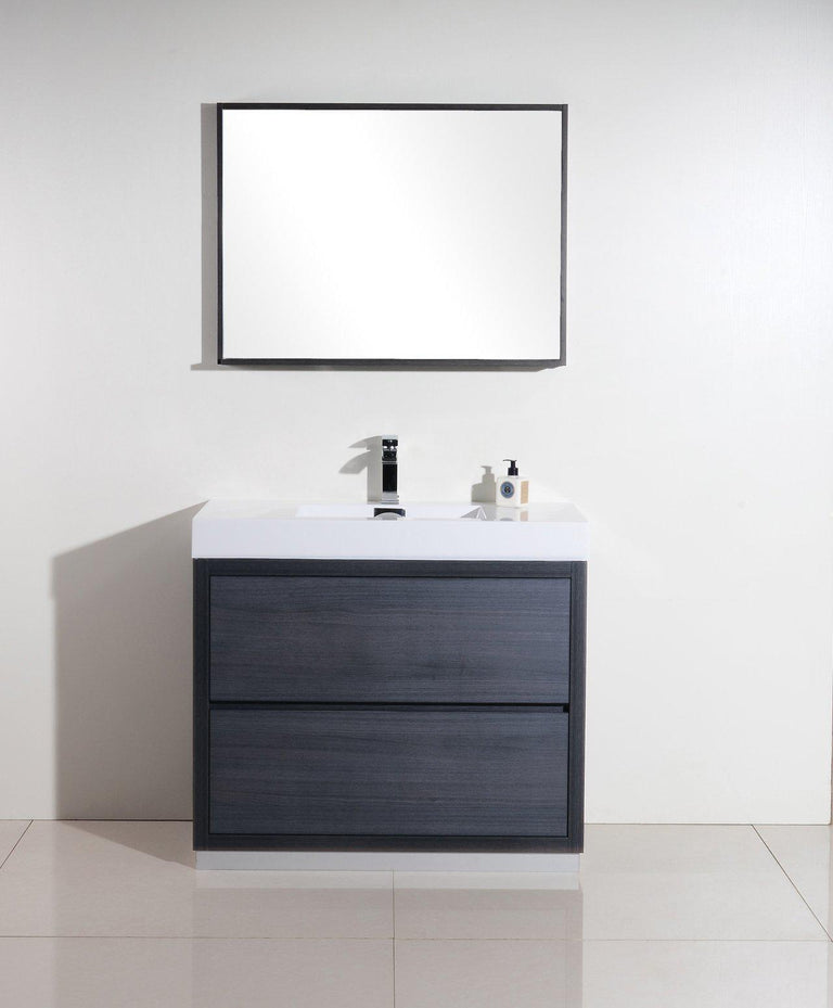 KubeBath Bliss 40 in. Free Standing Modern Bathroom Vanity - Gray Oak, FMB40-GO