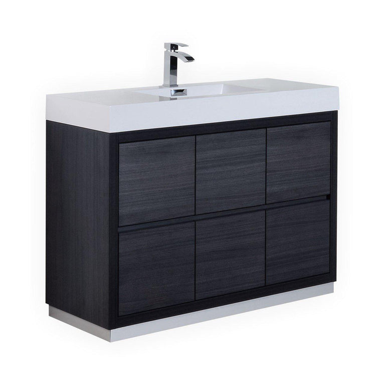 KubeBath Bliss 48 in. Free Standing Modern Bathroom Vanity - Gray Oak, FMB48-GO