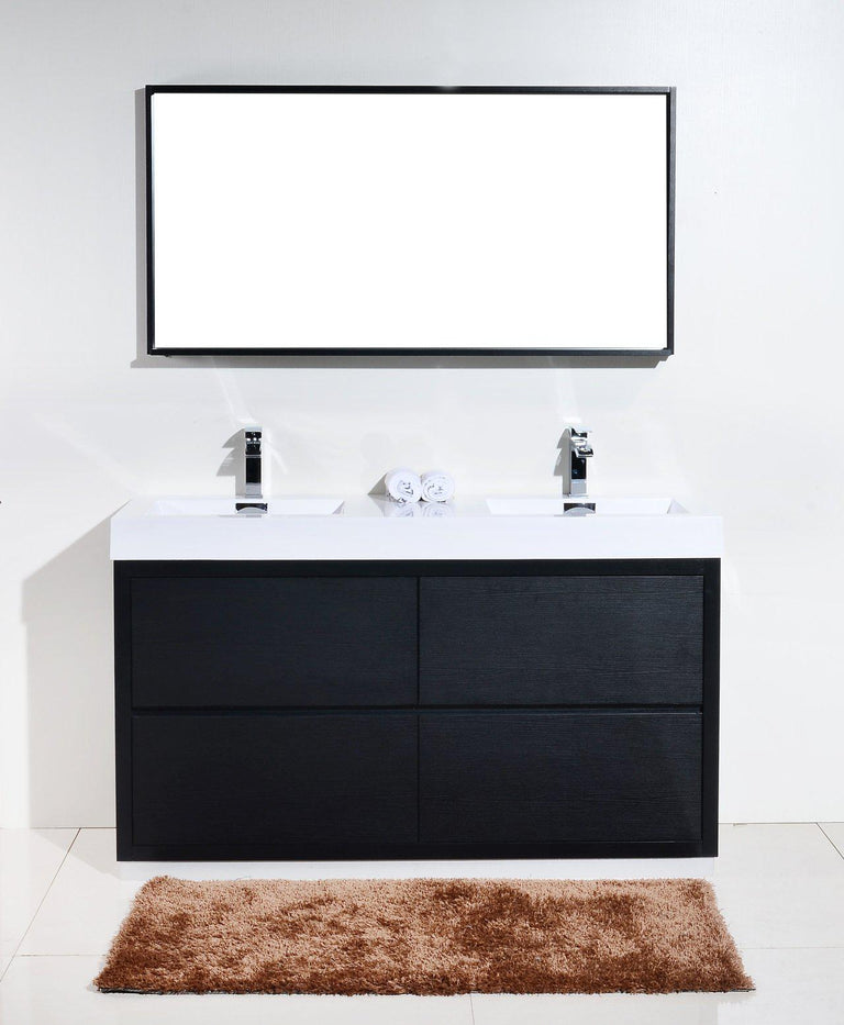 KubeBath Bliss 60 in. Double Sink Free Standing Modern Bathroom Vanity - Black, FMB60D-BK