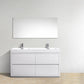 KubeBath Bliss 60 in. Double Sink Free Standing Modern Bathroom Vanity - High Gloss White, FMB60D-GW