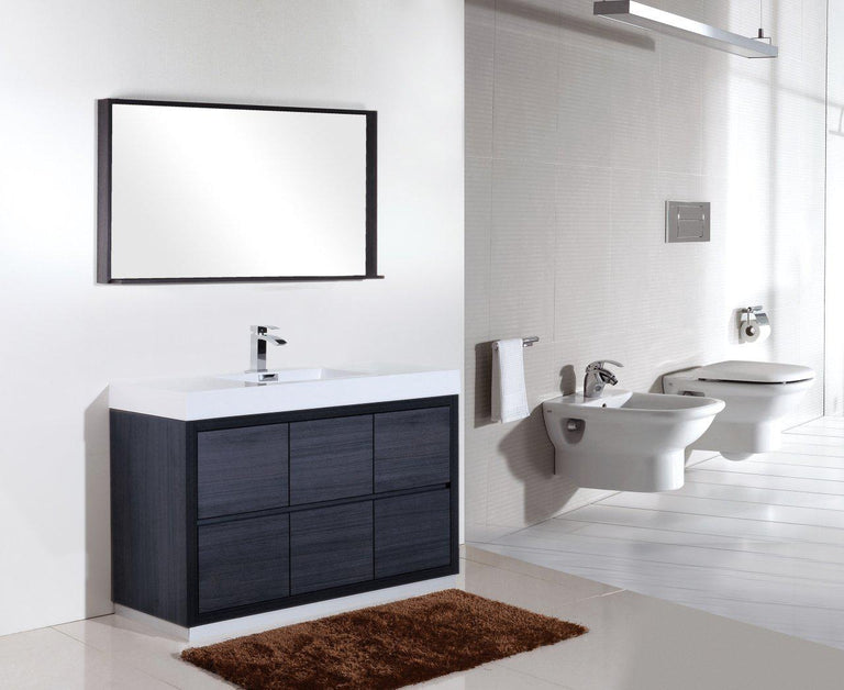 KubeBath Bliss 60 in. Single Sink Free Standing Modern Bathroom Vanity - Gray Oak, FMB60S-GO