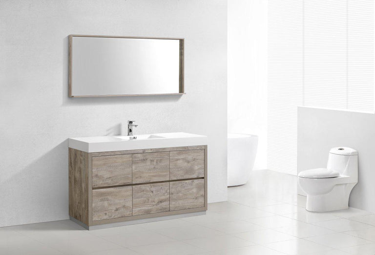 KubeBath Bliss 60 in. Single Sink Free Standing Modern Bathroom Vanity - Nature Wood, FMB60S-NW