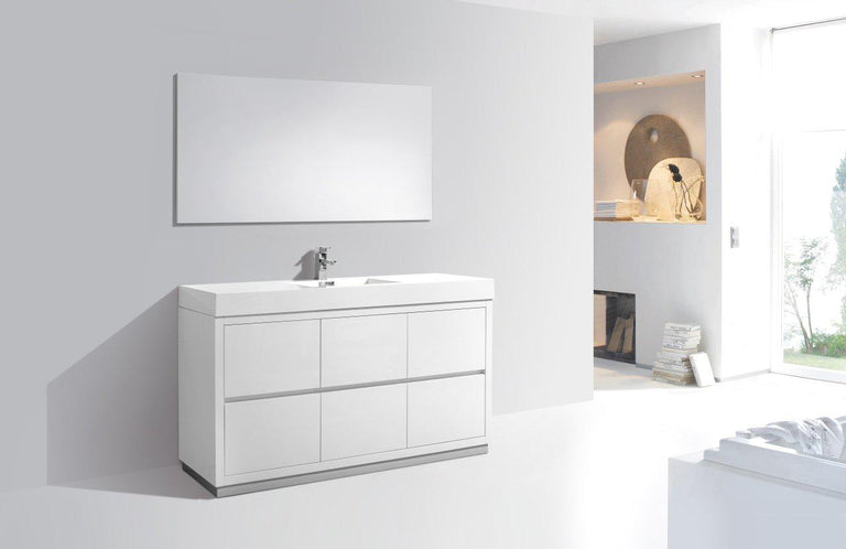 Bliss 60 in. Single Sink Free Standing Modern Bathroom Vanity - High Gloss White