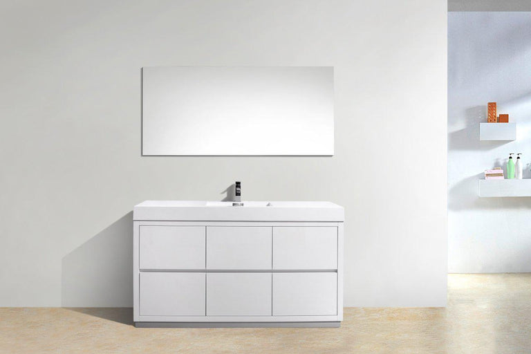 Bliss 60 in. Single Sink Free Standing Modern Bathroom Vanity - High Gloss White