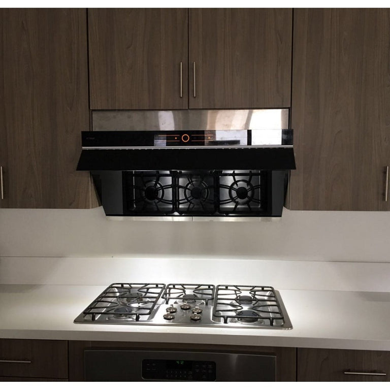 Fotile Slant Vent Series 30 in. Side Vent Range Hood with 3 Speed Settings,  850 CFM, Ducted Venting & 2 LED Lights - Silver
