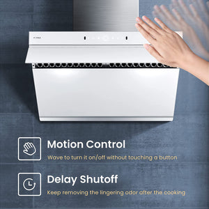 Fotile Slant Vent Series 30 In. 1000 CFM Range Hood in White Tempered Glass, JQG7505-W