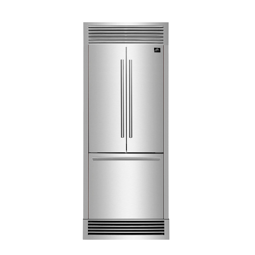 Forno 30 Inch French Door 17.5 cu. ft. Refrigerator in Stainless Steel