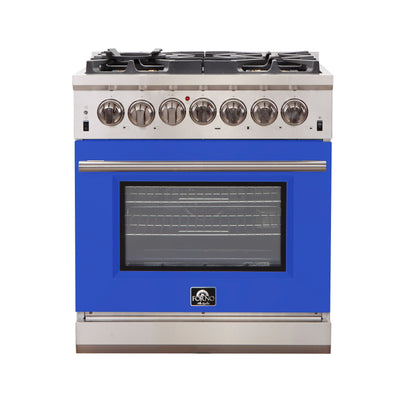 FORNO Capriasca 30″ 4.32 cu. ft. Gas Range with 5 Italian Burnerse in Blue, FFSGS6260-30BLU