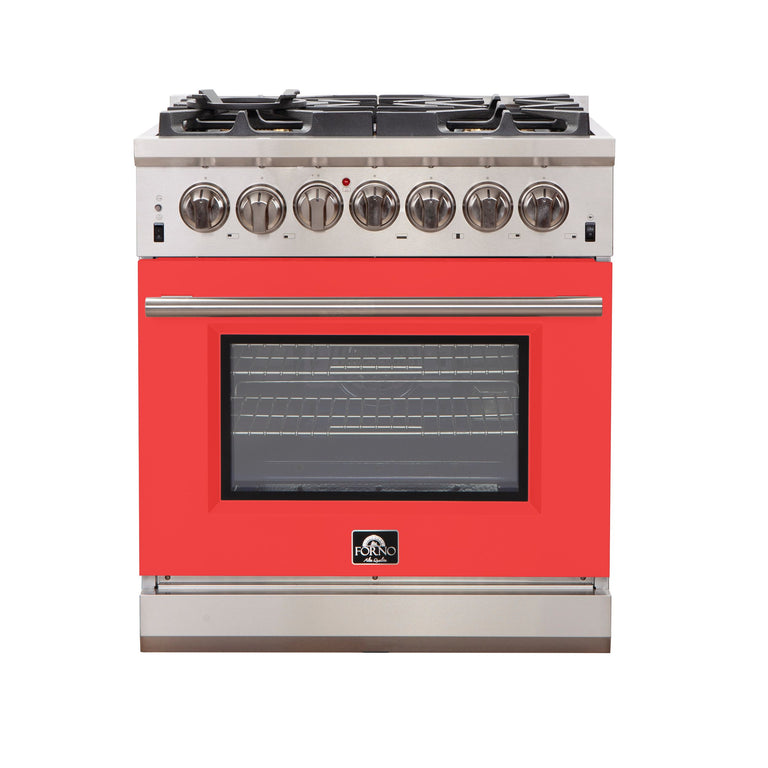 Forno 30 Inch Professional Freestanding Gas Range in Red, FFSGS6260-30RED