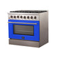 FORNO Galiano 36" 5.36 cu. ft. Dual Fuel Range with 6 Italian Burners in Blue, FFSGS6156-36BLU