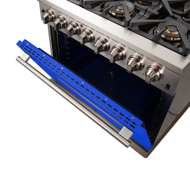 Forno 36 Inch Professional Freestanding Dual Fuel Range in Blue, FFSGS6187-36BLU