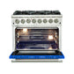 FORNO Capriasca 36" 5.36 cu. ft. Dual Fuel Range with 6 Italian Burners in Blue, FFSGS6187-36BLU