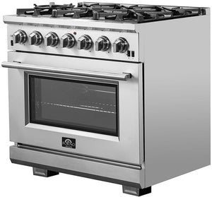 FORNO Appliance Package - 36 Inch Gas Burner/Electric Oven Pro Range, Wall Mount Range Hood, Microwave Drawer, AP-FFSGS6187-36-W-3