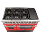 FORNO Galiano 48" 6.58 cu. ft. Dual Fuel Range with 8 Italian Burners in Red, FFSGS6156-48RED