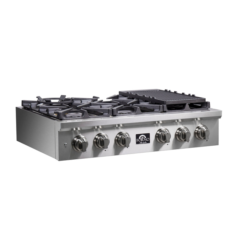 Forno 36" Gas Rangetop With 6 Sealed Burners in Stainless Steel, FCTGS5751-36