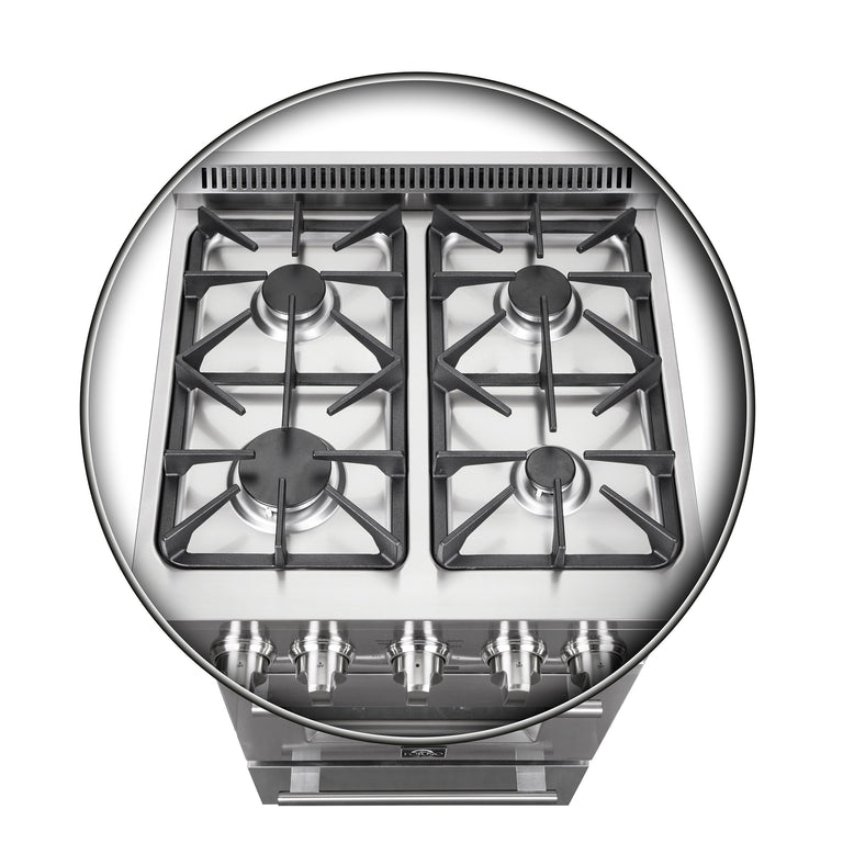 Forno 24" Freestanding Gas Range With 4 Sealed Burners in Stainless Steel, FFSGS6272-24