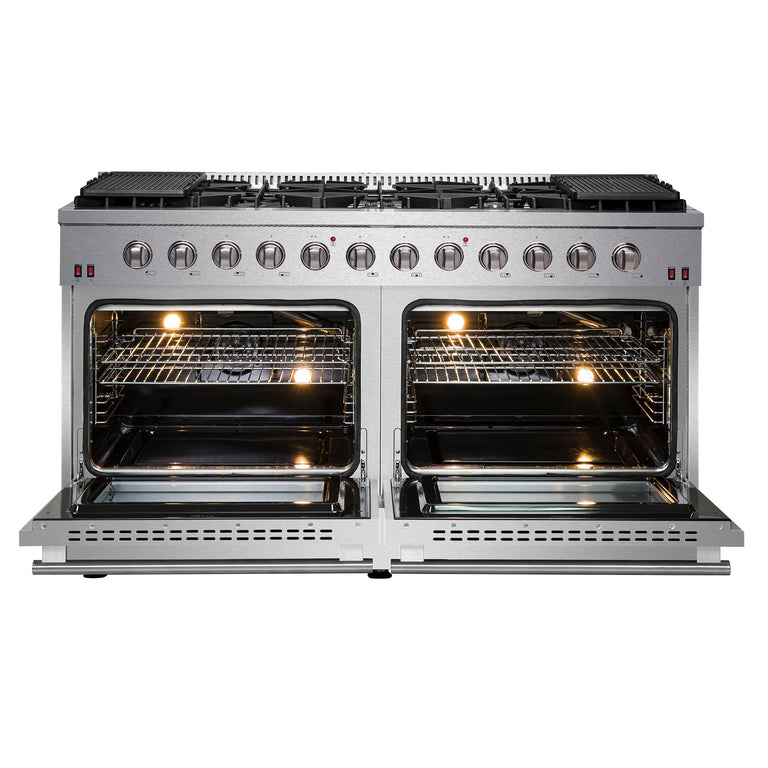 Forno Galiano 60 In. 8.64 cu. ft. Professional Freestanding Gas Range in Stainless Steel, FFSGS6244-60