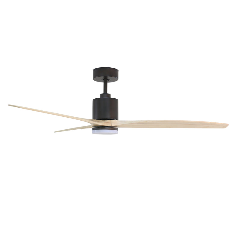 Maison Elite Tripolo 66 In. Voice Activated Smart Ceiling Fan in Oil Rubbed Bronze Body & Light Ash Wood Blade, CF00266-ORR