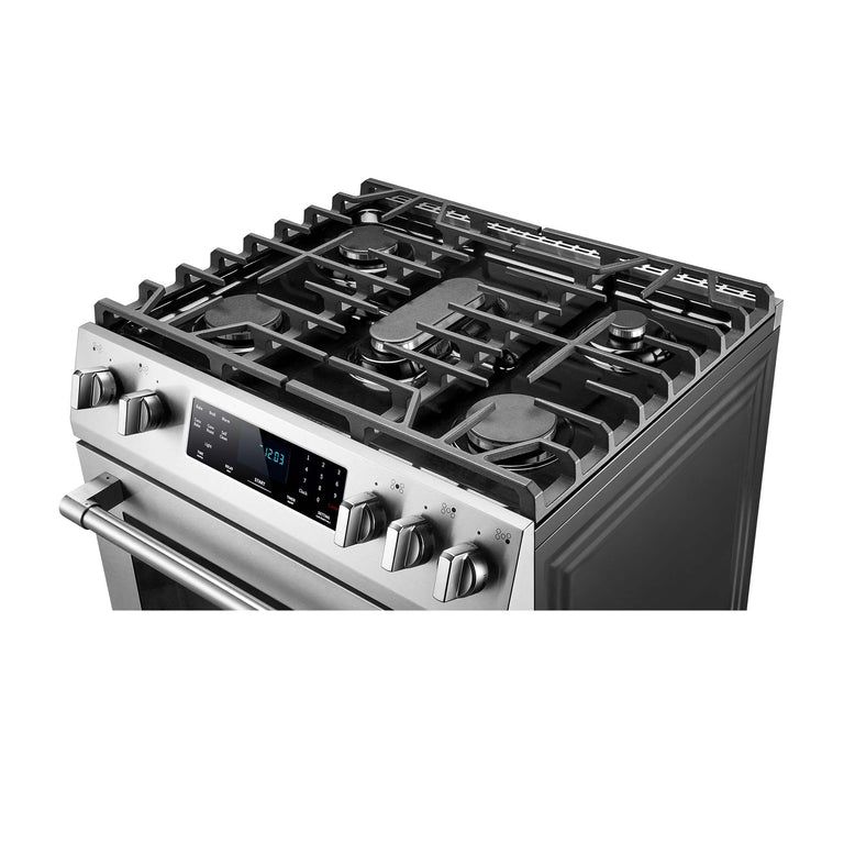 Fotile Appliance Package 30 In. Gas Range and 30 In. Black Range Hood with Touch Buttons, 1,000 CFM, AP-RLS30506-2