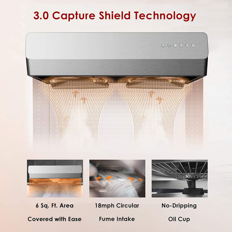 Fotile Package 30 Inch Cooktop and 30 Inch Under Cabinet Range Hood in Silver Gray, 800CFM, AP-GLS30501-6