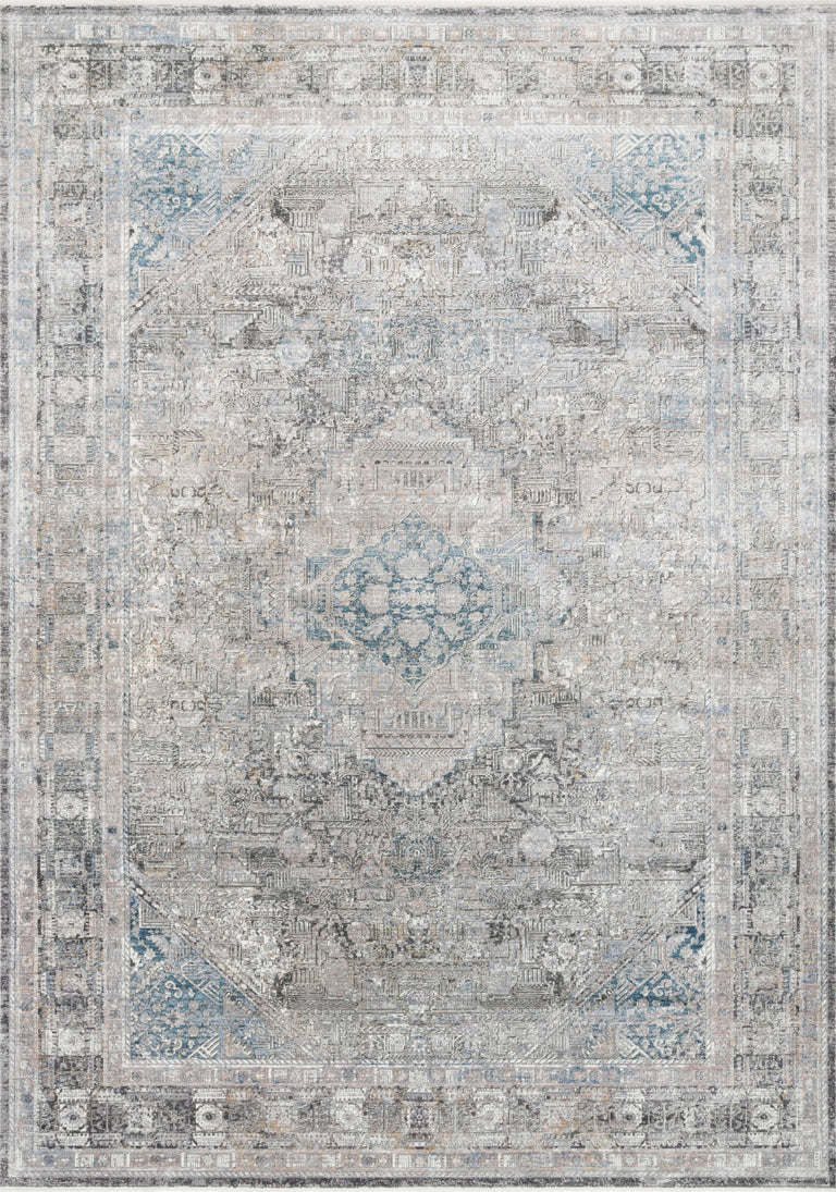 Loloi Rugs Gemma Collection Rug in Silver, Blue - 5' x 7'3"