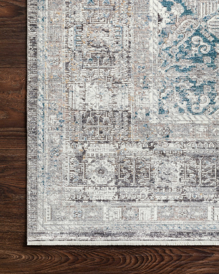 Loloi Rugs Gemma Collection Rug in Silver, Blue - 5' x 7'3"
