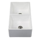 Kingston Brass 36 In. Double Bowl Farmhouse Kitchen Sink, Matte White, GKFA331810SQD