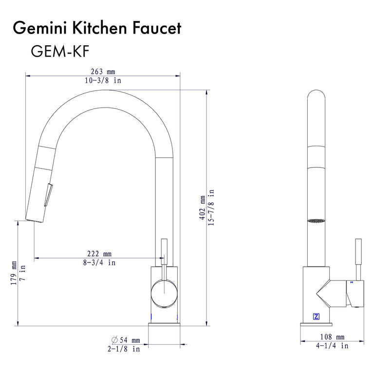 ZLINE Gemini Kitchen Faucet, GEM-KF-CH
