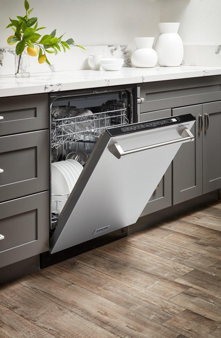 Thor Kitchen Appliance Bundle - 48 in. Gas Range, Range Hood, Refrigerator, Dishwasher, Wine Cooler, AB-LRG4807U-4