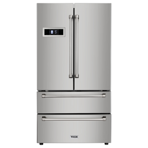 Thor Kitchen 36 in. 20.85 cu. ft. French Door Refrigerator Stainless Steel, HRF3601F | Premium Home Source