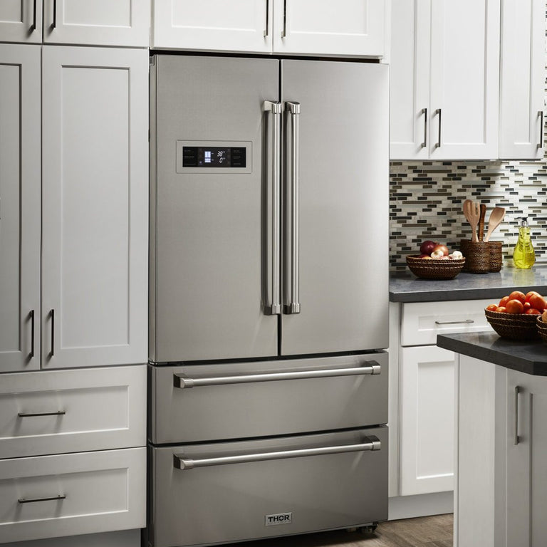 Thor Kitchen Appliance Package - 36 in. Propane Gas Range, Range Hood, Refrigerator, Dishwasher & Wine Cooler, AP-HRG3618ULP-4