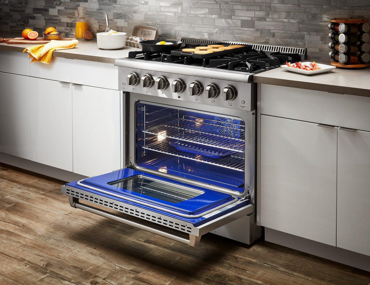 Propane Home Ranges THOR Kitchen 36 in. 5.2 cu. ft. Professional Propane Gas Range in Stai