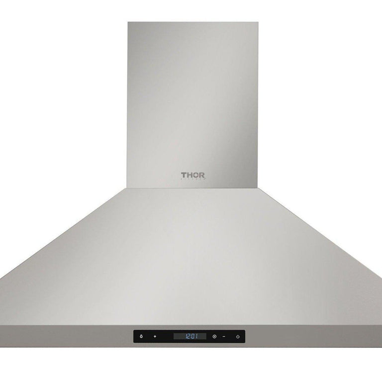 Thor Kitchen Appliance Package - 36 in. Gas Burner/Electric Oven Range, Range Hood, Refrigerator, Dishwasher, Wine Cooler, AP-HRD3606U-4
