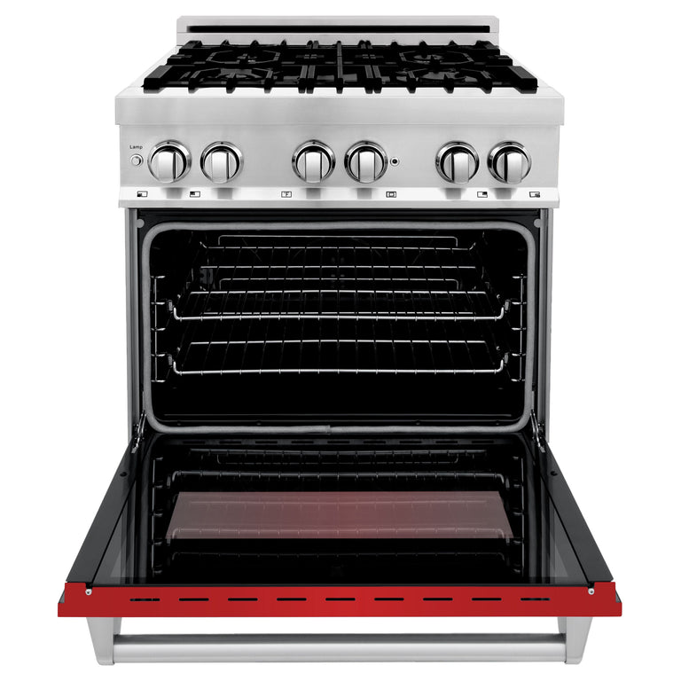 ZLINE 30 in. Professional Gas Burner/Electric Oven Stainless Steel Range with Red Matte Door, RA-RM-30