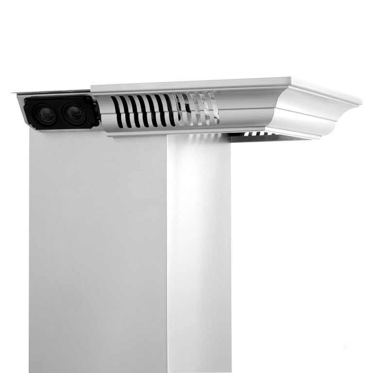 ZLINE 30 in. Wall Mount Range Hood in Stainless Steel with Built-in CrownSound™ Bluetooth Speakers, KF1CRN-BT-30