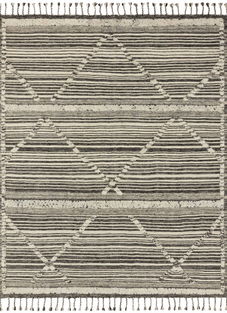 Loloi Rugs Iman Collection Rug in Ivory, Charcoal - 4'0" x 6'0"