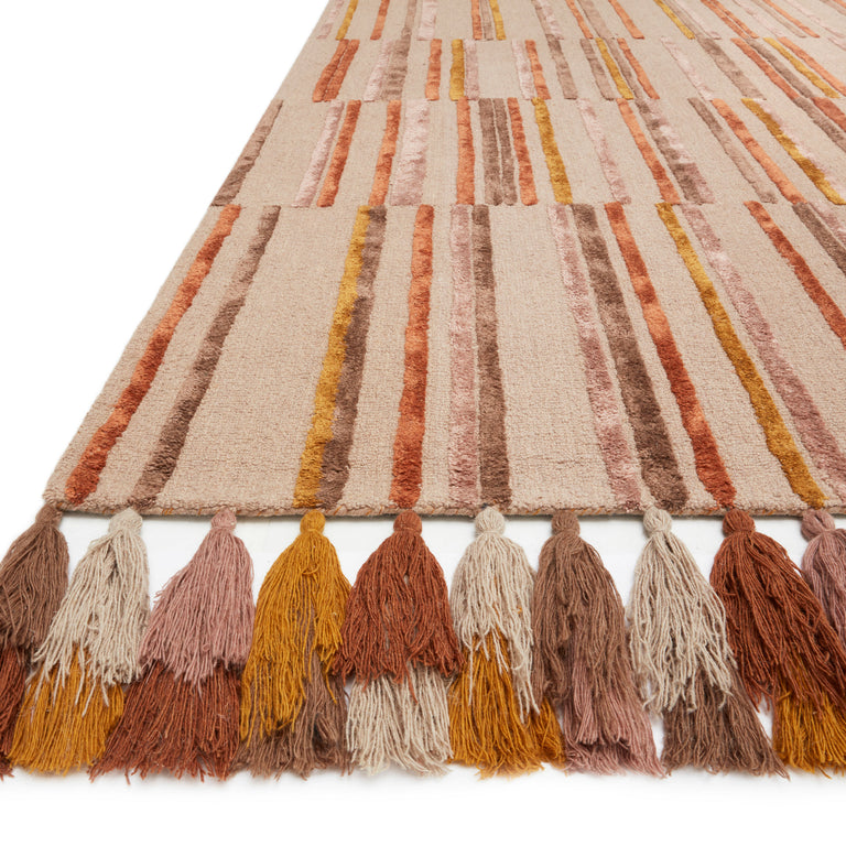 Loloi Rugs Jamila Collection Rug in Oatmeal, Santa Fe Spice - 7'9" x 9'9"